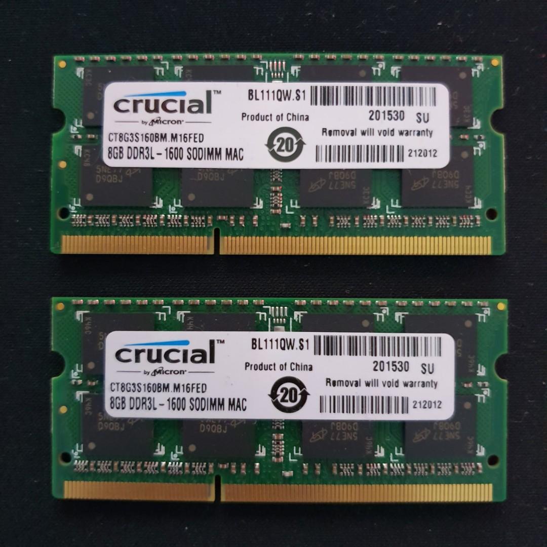 Crucial 8gb Ddr3l Macbook Ram Electronics Computer Parts Accessories On Carousell