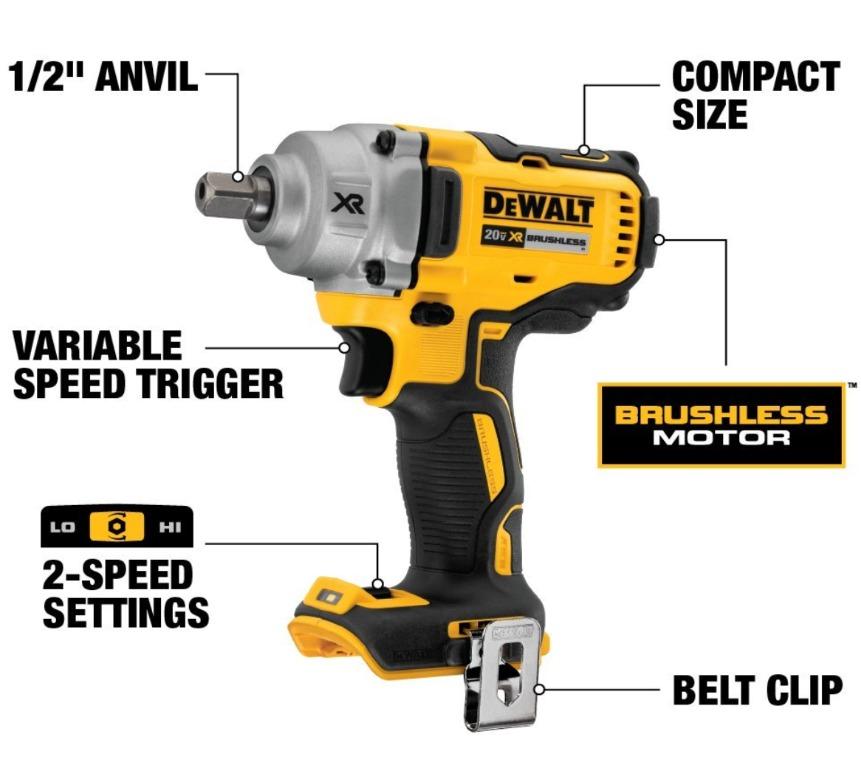 Dewalt Impact Wrench Kit With Detent Pin Anvil 1 2 Inch Tool