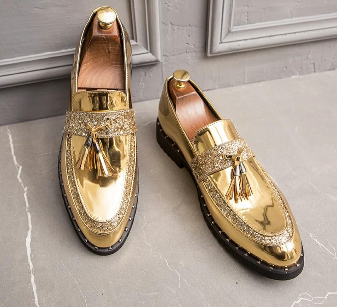 Gold slip hot sale on dress shoes