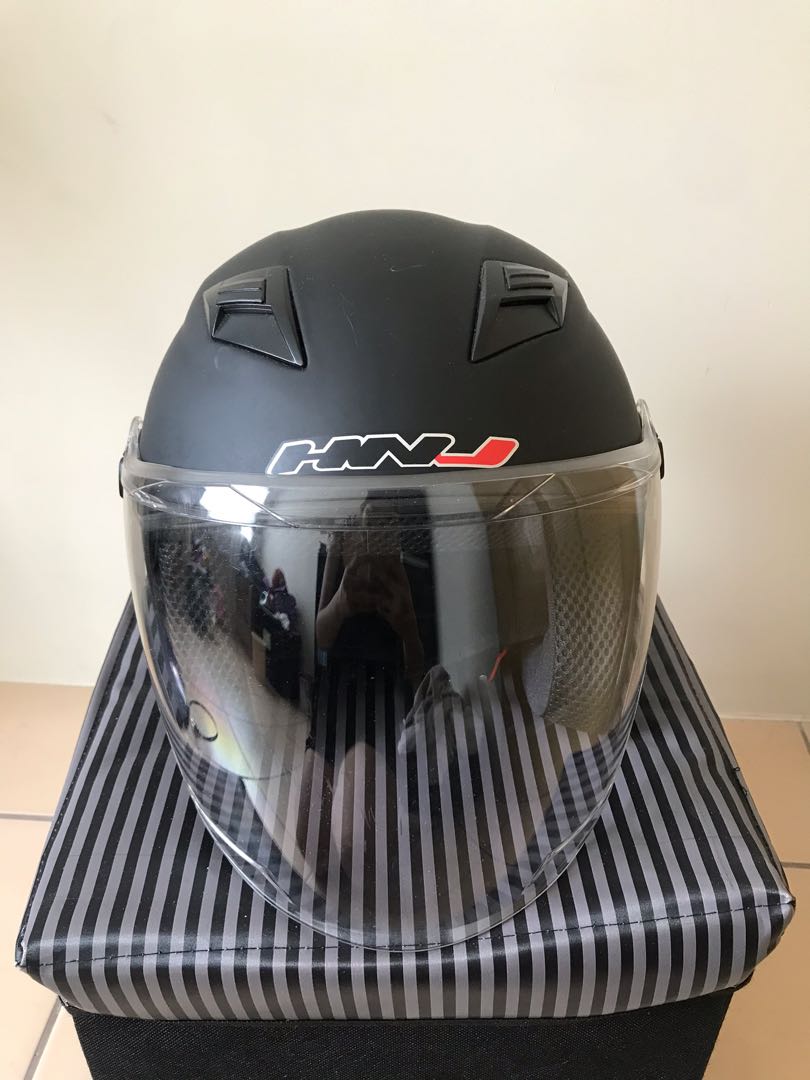 HNJ Matte Black Half Face Helmet Motorbikes Motorbike Parts