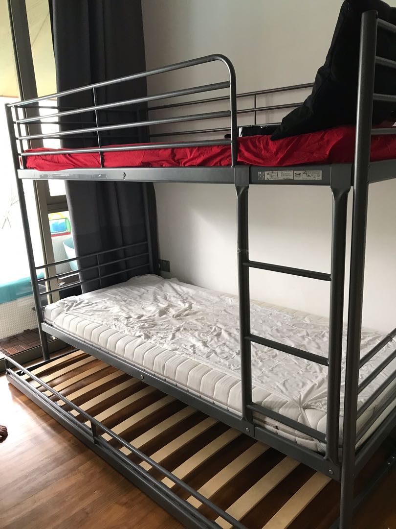 IKEA bunk bed with trundle bed, Furniture & Home Living, Furniture, Bed