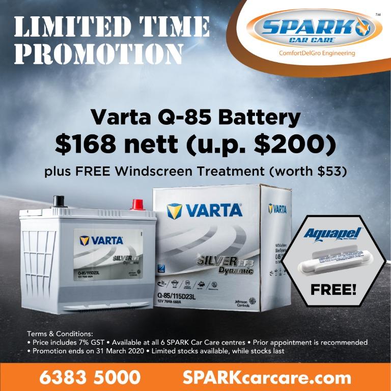 Limited Time Promotion Varta Q 85 Battery Car Accessories Car Workshops Services On Carousell