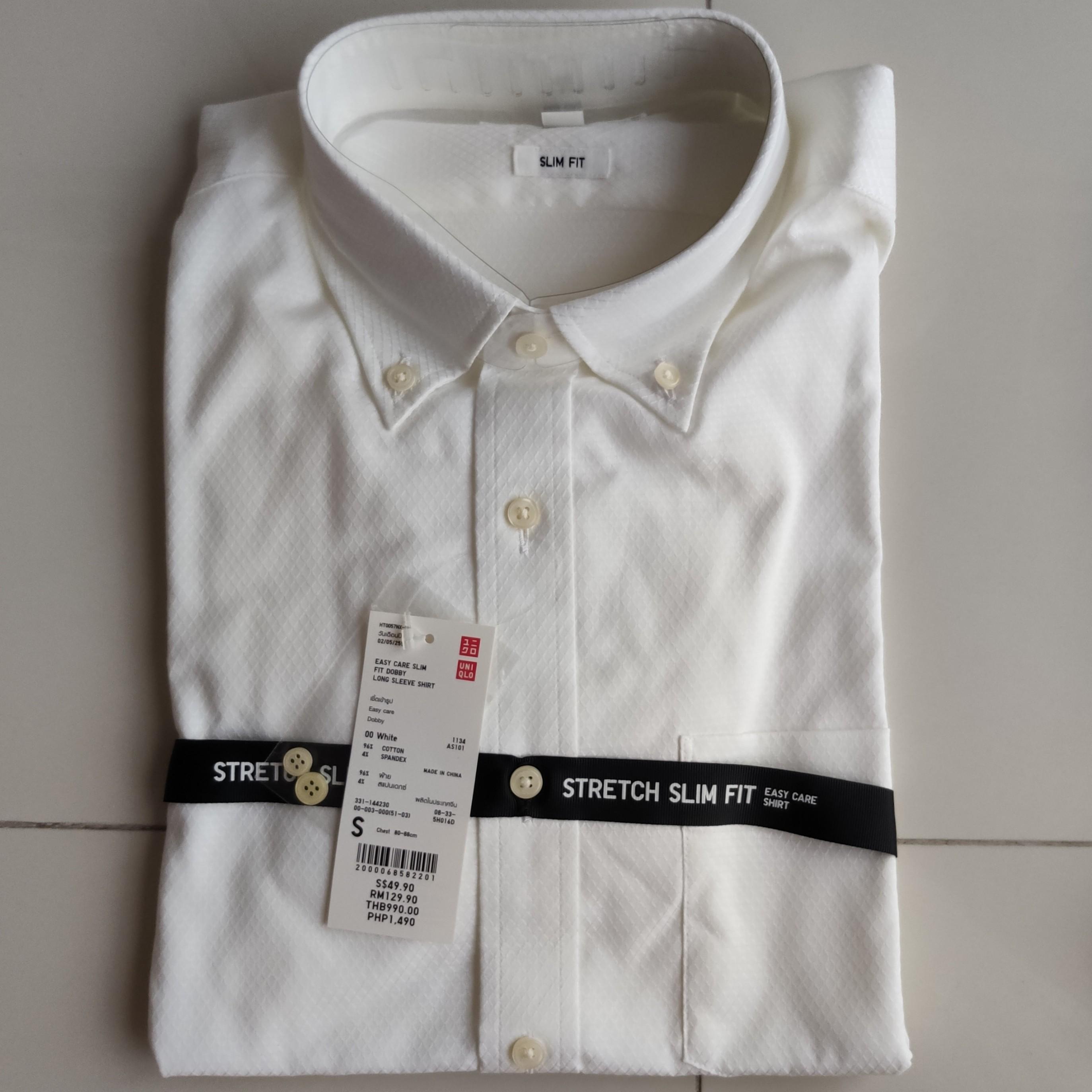 mens white textured dress shirt
