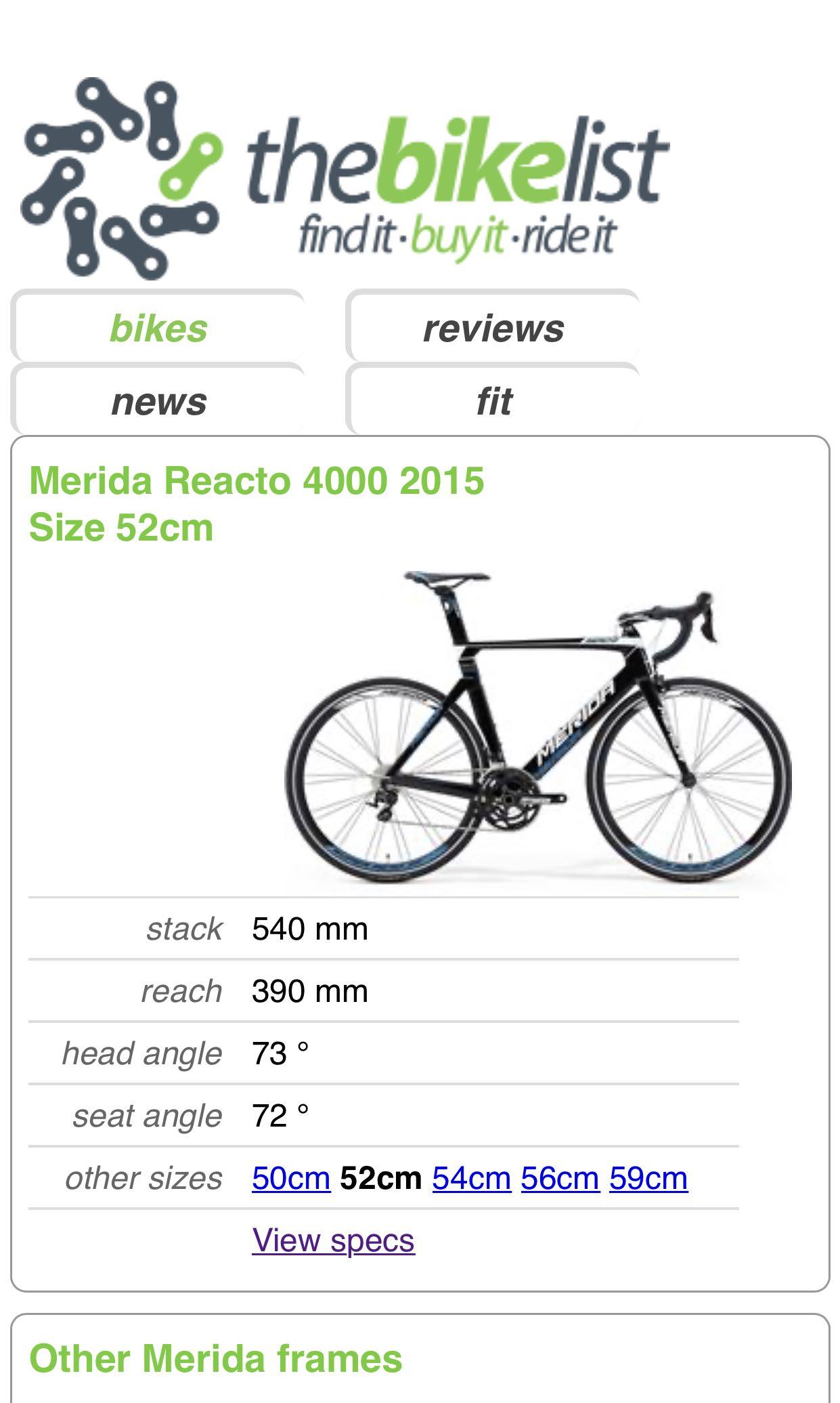 Merida reacto hotsell 4000 size chart