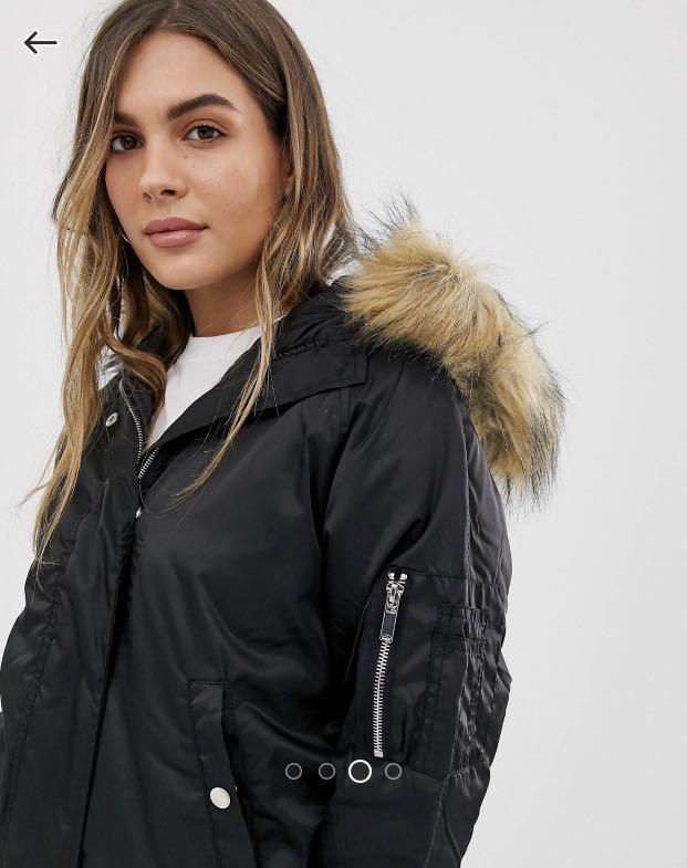 Fur bomber with hood hot sale