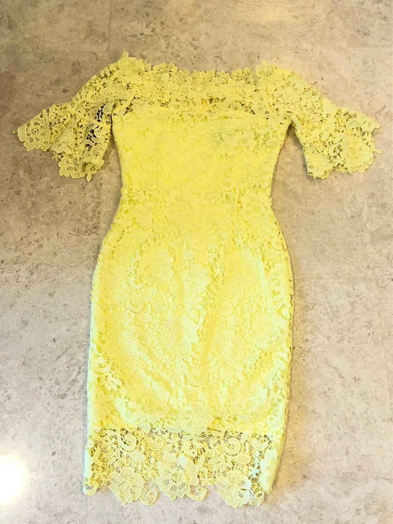 Paperdolls Crochet Lace Dress In Yellow Women S Fashion Clothes