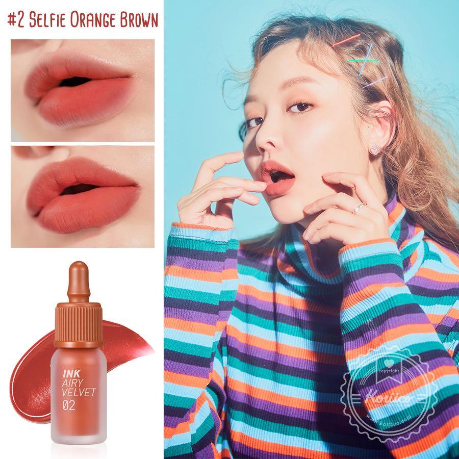 Peripera Ink Airy Velvet Lip Tint Selfie Orange Brown Health Beauty Makeup On Carousell