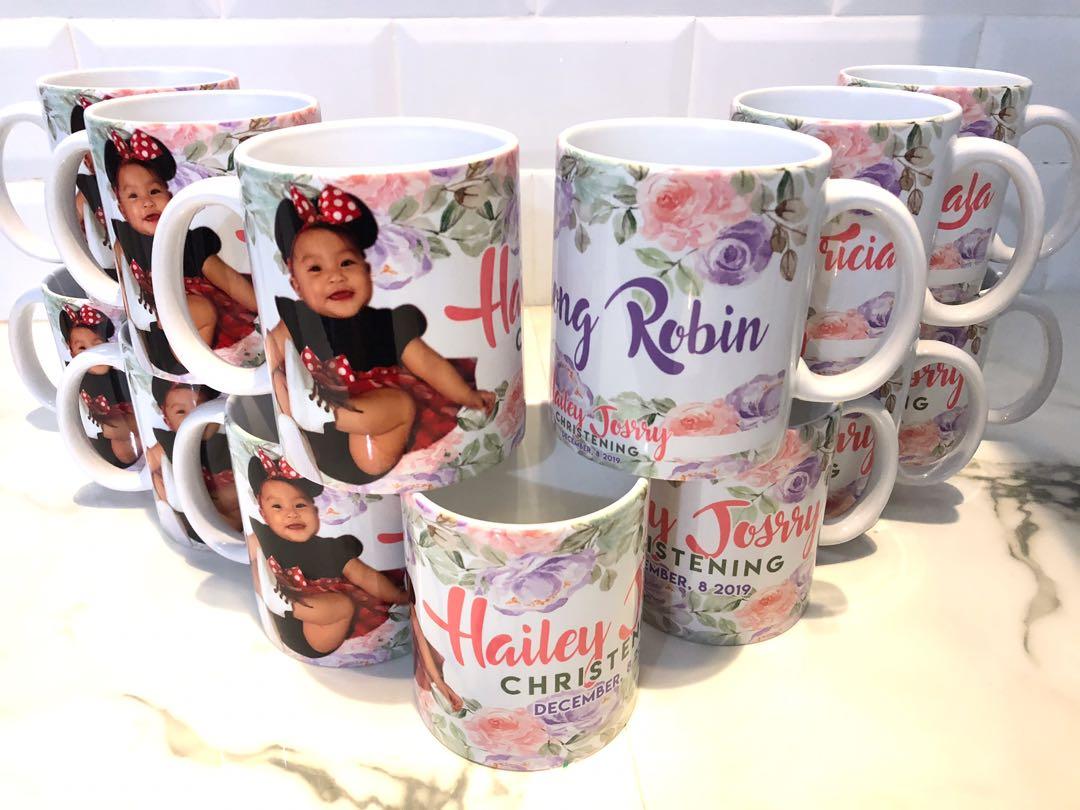 Personalized Mugs Christening giveaways birthday souvenirs Floral theme