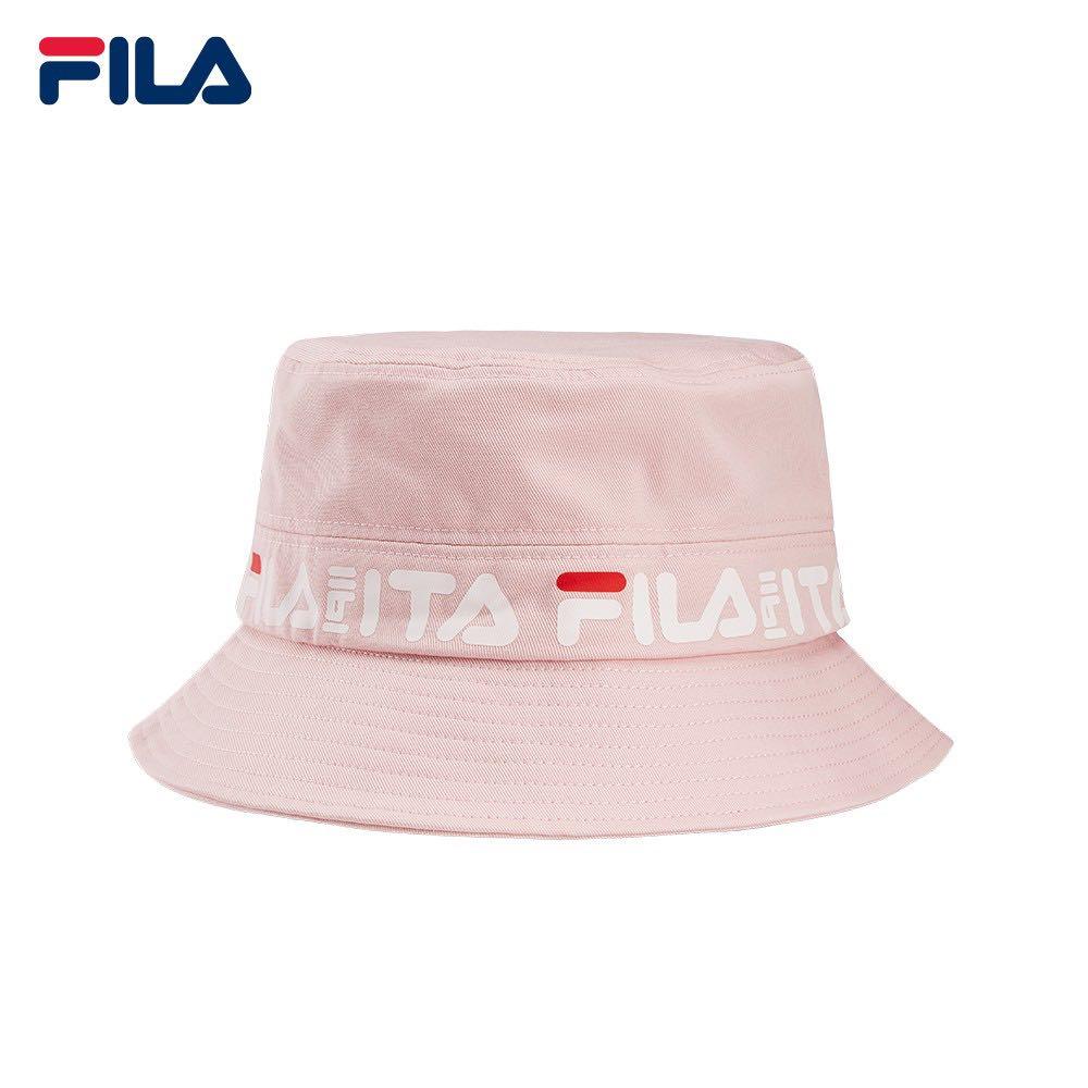 Pink fila bucket hat hot sale