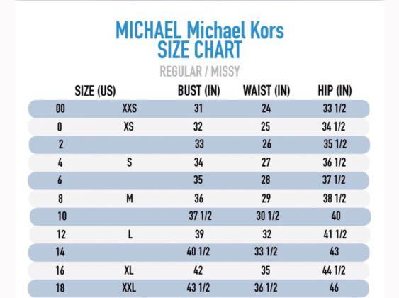 michael kors size chart dress