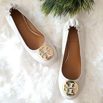 Tory burch white ballet flats best sale