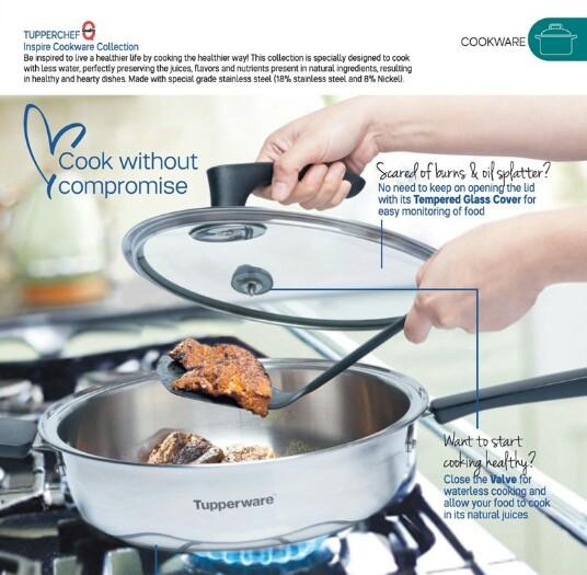 TUPPERCHEF INSPIRE COOKWARE COLLECTION (Category: Cookware & Accessories) located in Makati City. Submitted by plasticsnfrills (Listing ID 140320095, Image 1). Description: TUPPERCHEF INSPIRE COOKWARE COLLECTION Bakelite handle stays cool to the touch for easy handling. Has a moisture lock smart lid that allows waterless cooking to retain food nutrients. Each comea in a gift box. A. Inspire Stockpot Capacity: 7 liters Dimensions: 24cm D P8,999 B.
