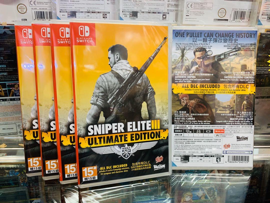 再入苛】全新NS 狙擊精英3［終極版］ SNIPER ELITE III ULTIMATE EDITION SWITCH 行貨中文/英文/日文字幕ALL  DLC INCUDED 已包含所有DLC 額外4個作戰任務，24款武器及角色皮膚,