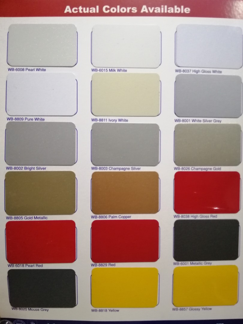 Quality Aluminum Color Chart