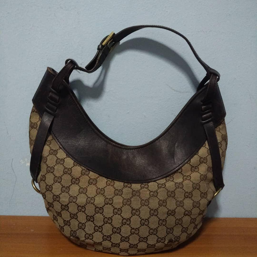 Authentic Gucci GG Half Moon Hobo Bag, Luxury, Bags & Wallets on Carousell