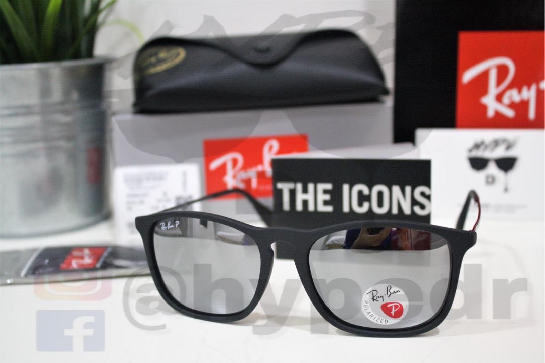 Authentic Ray Ban Chris RB4187 601/30 54MM Silver Mirror Polarized Lens,  Men's Fashion, Watches & Accessories, Sunglasses & Eyewear on Carousell