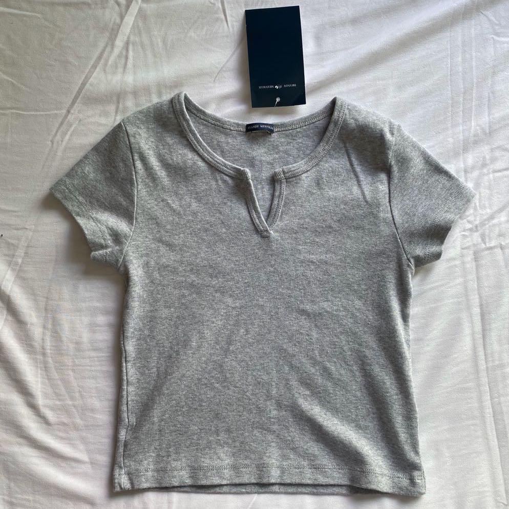 Bnwt Brandy Melville Gray V Notch Ashlyn Women S Fashion Tops Other Tops On Carousell