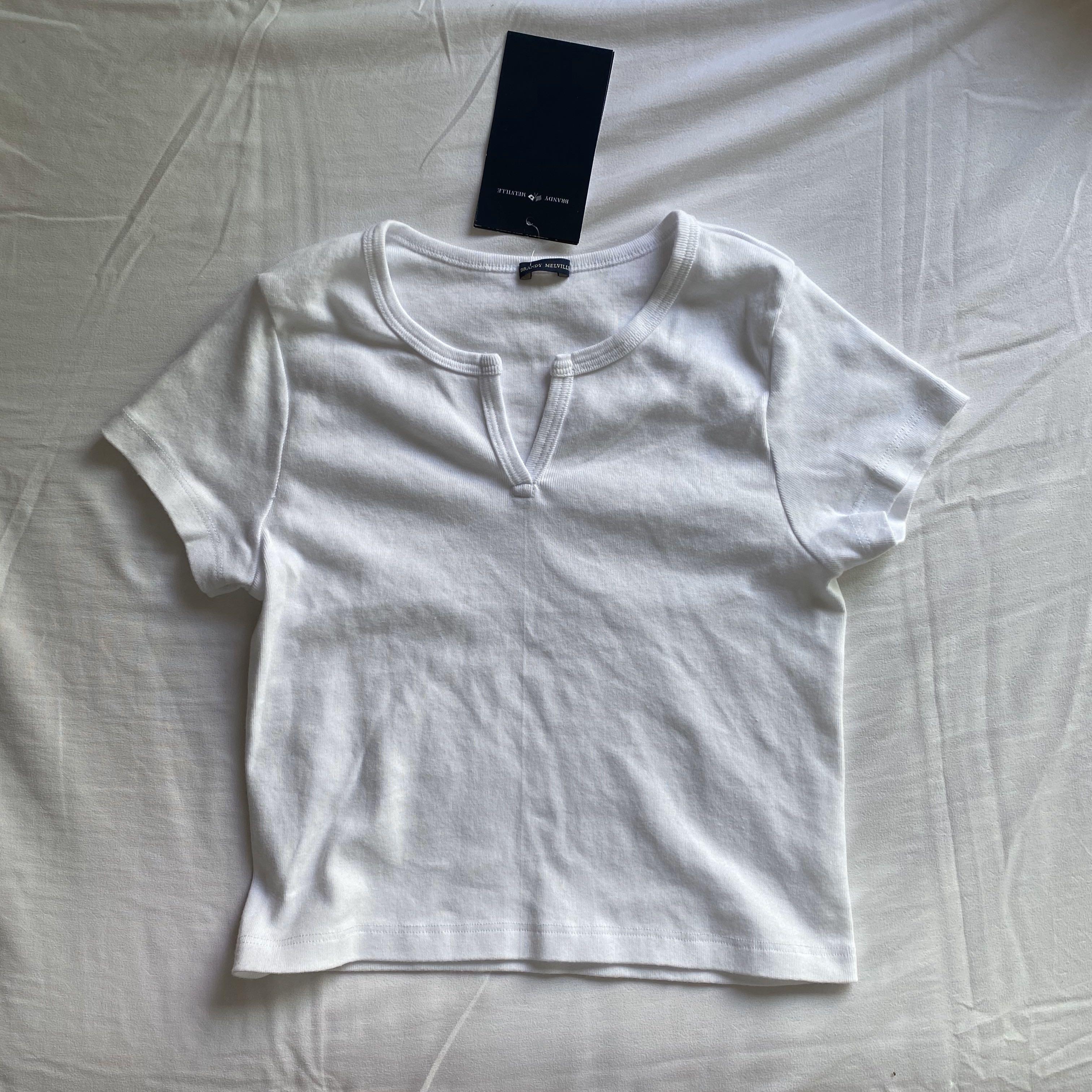 Bnwt Brandy Melville White V Notch Ashlyn Women S Fashion Tops Other Tops On Carousell