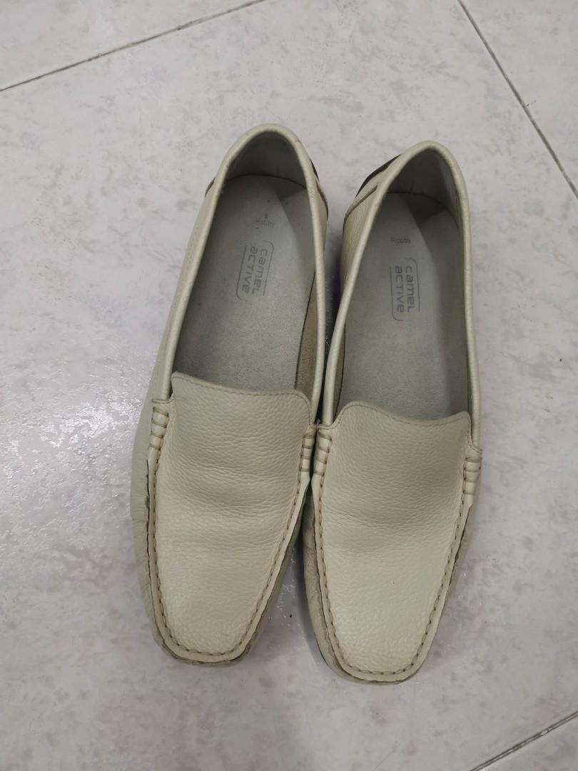 ladies white leather loafers