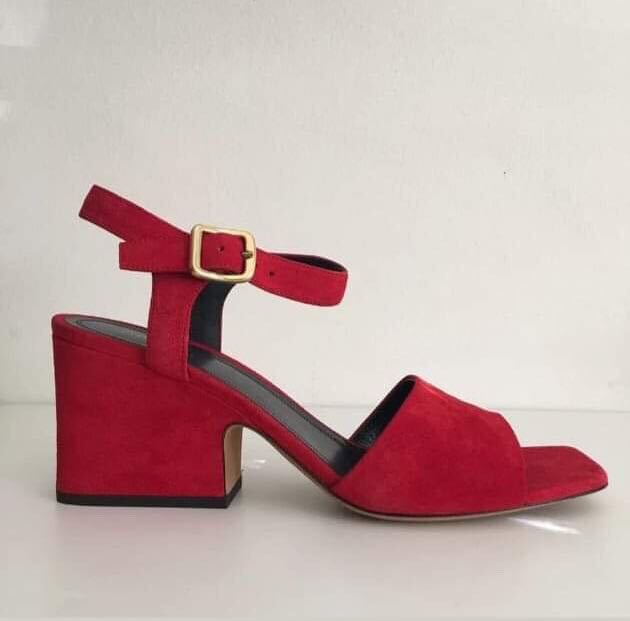 red suede sandals