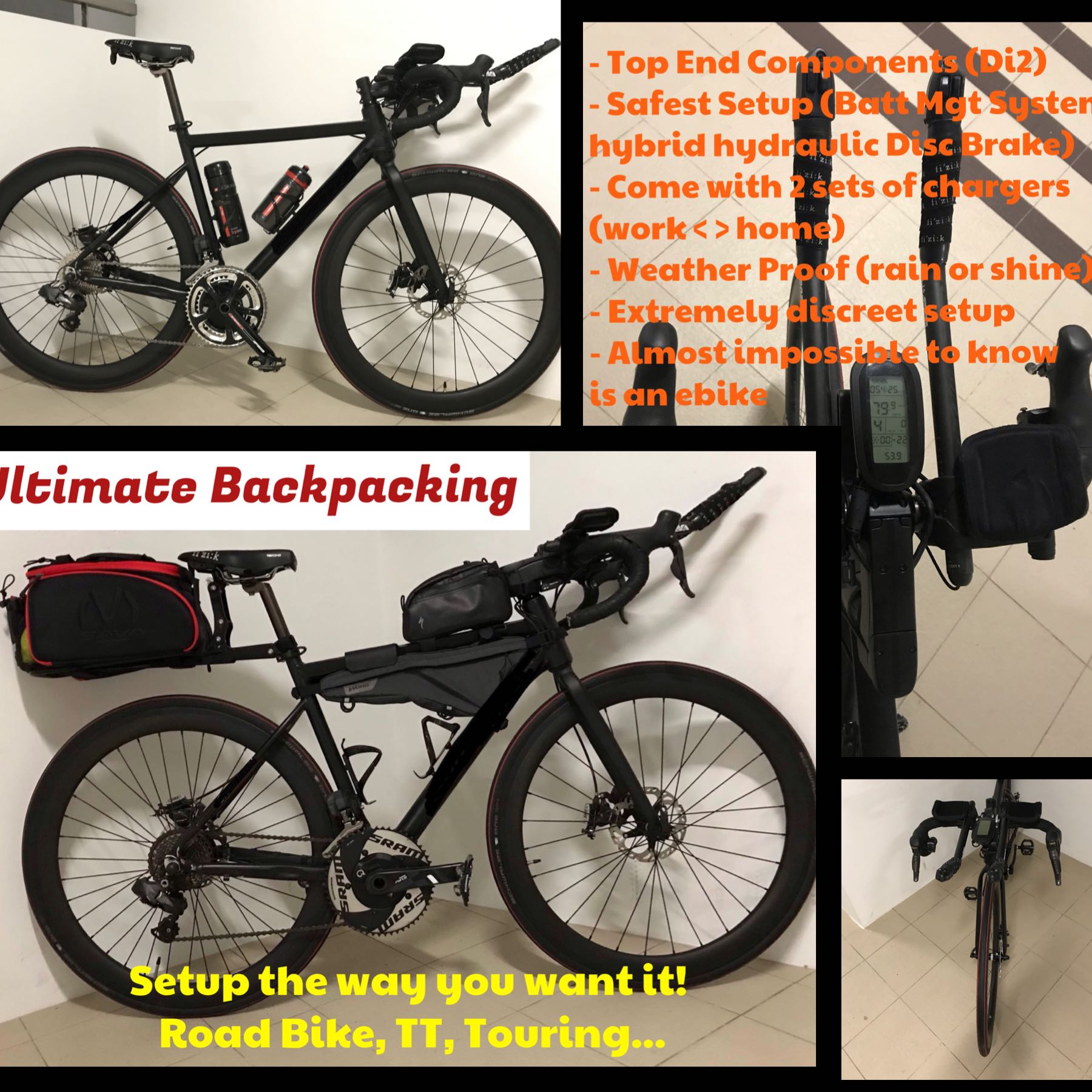 eBike High Speed Electric Road Bike 32 60km h Hidden motor