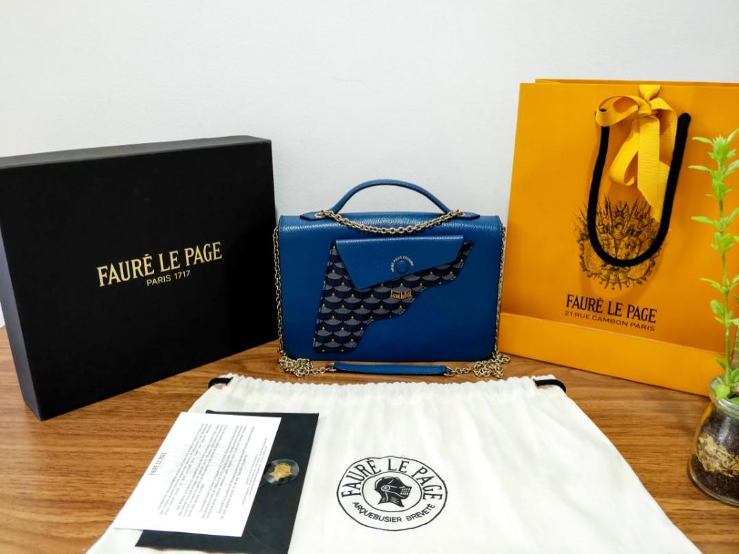 Faure Le Page Blue Leather Calibre 21 Top Handle Bag Faure Le Page