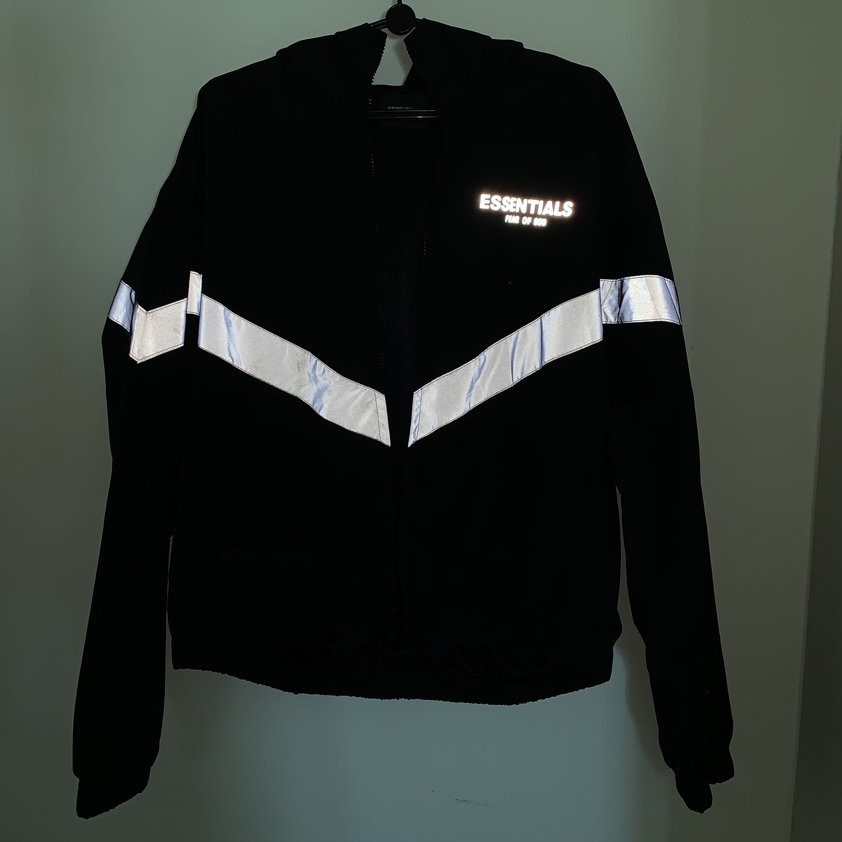 fear of god essentials zip anorak windbreaker jacket black
