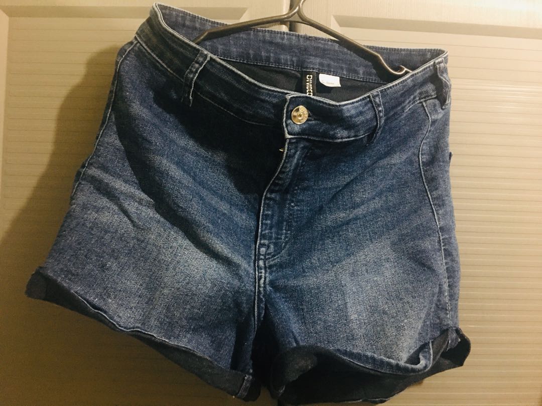 high waist maong shorts