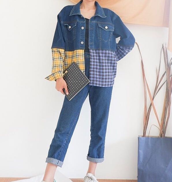 jaket jeans two tone