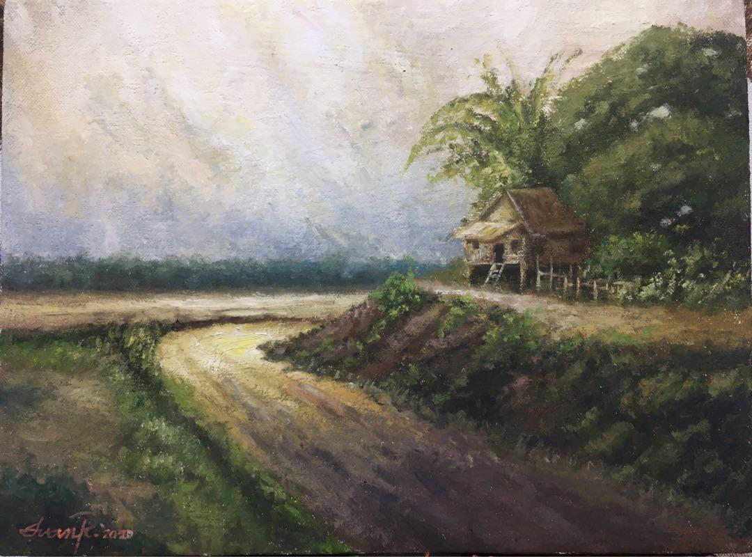 Oil Painting Bahay Kubo Painting Landscape Ivan A Ramos Painting