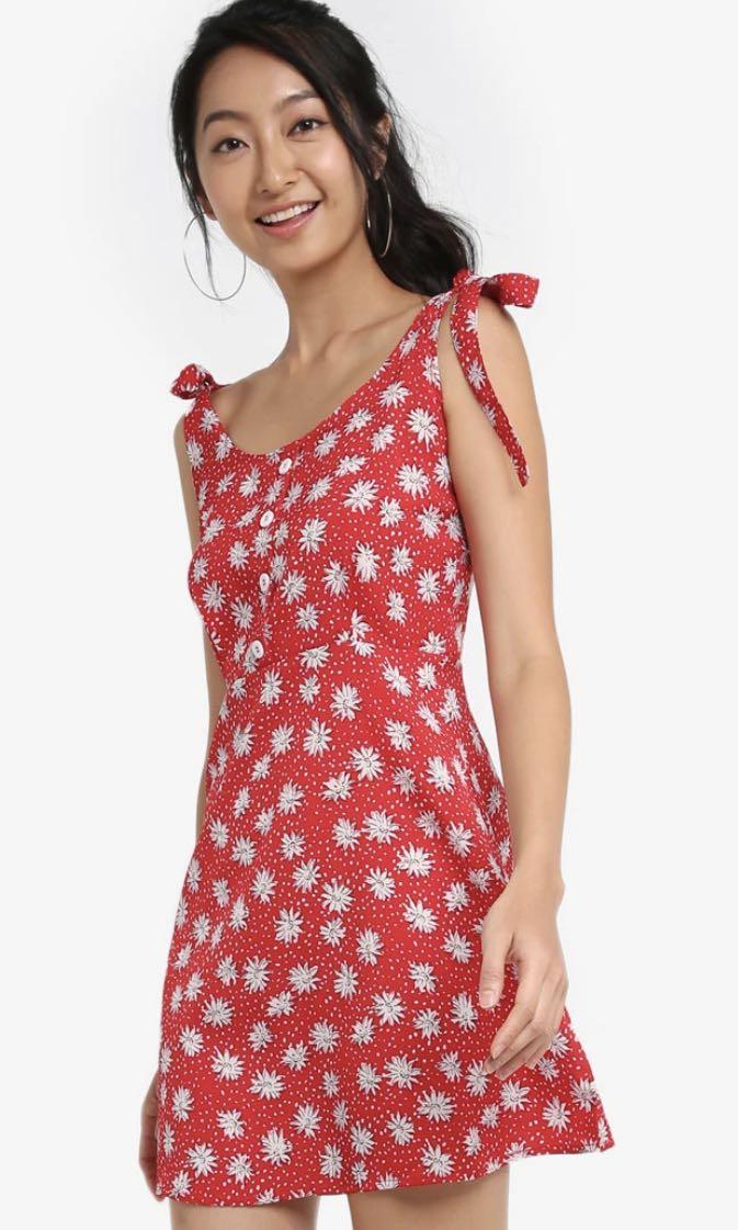 Red floral dress for women Clearance
