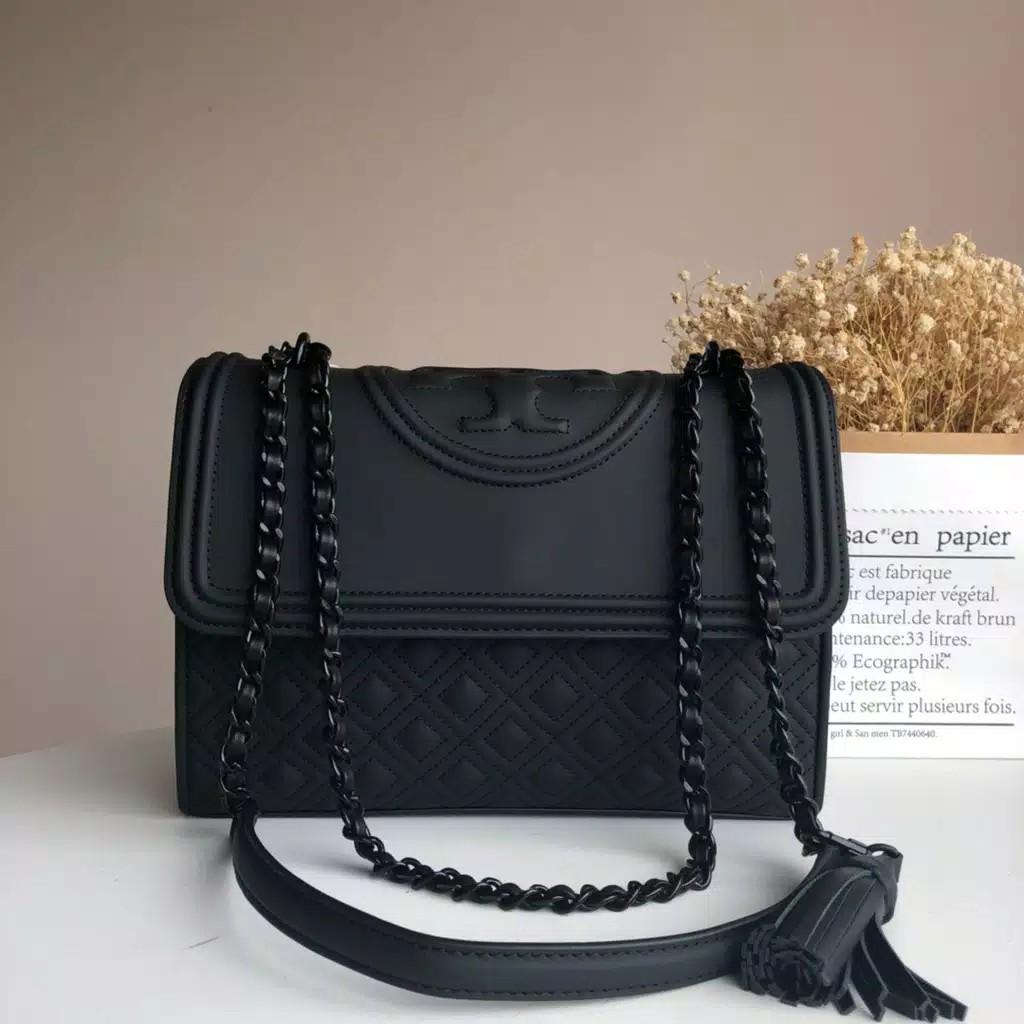 Tory Burch Fleming black matte FO ORIGINAL Barang Mewah Tas