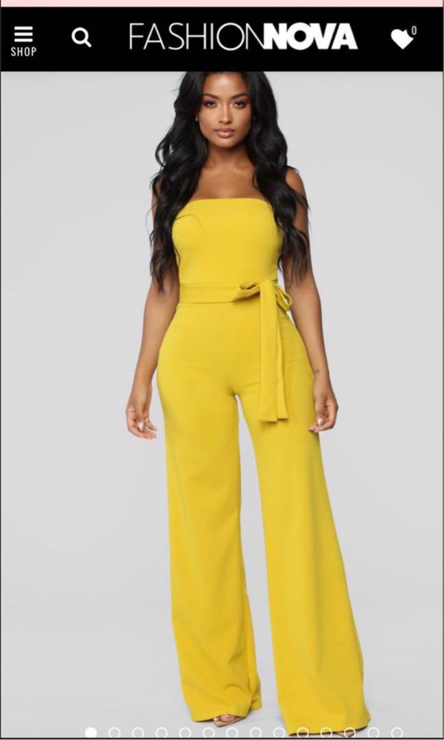yellow jumpsuit fashion nova