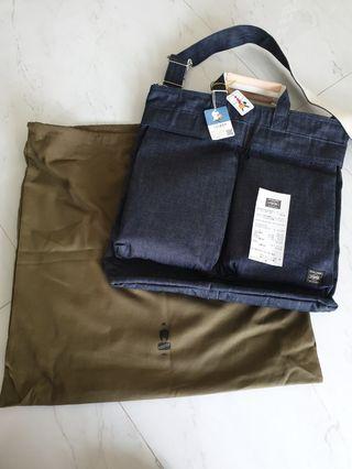 Limited Ed Denim Yoshida Porter sling tote bag