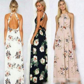 Floral Bare Back Maxi Dress in White #julypayday