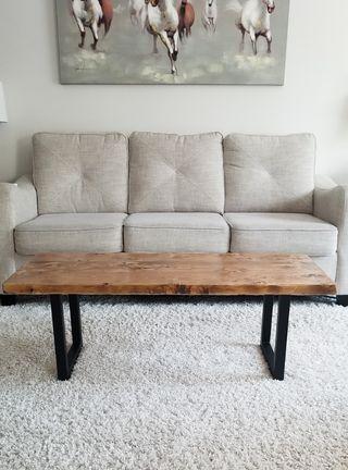 Custom Made  Coffee table with metal legs