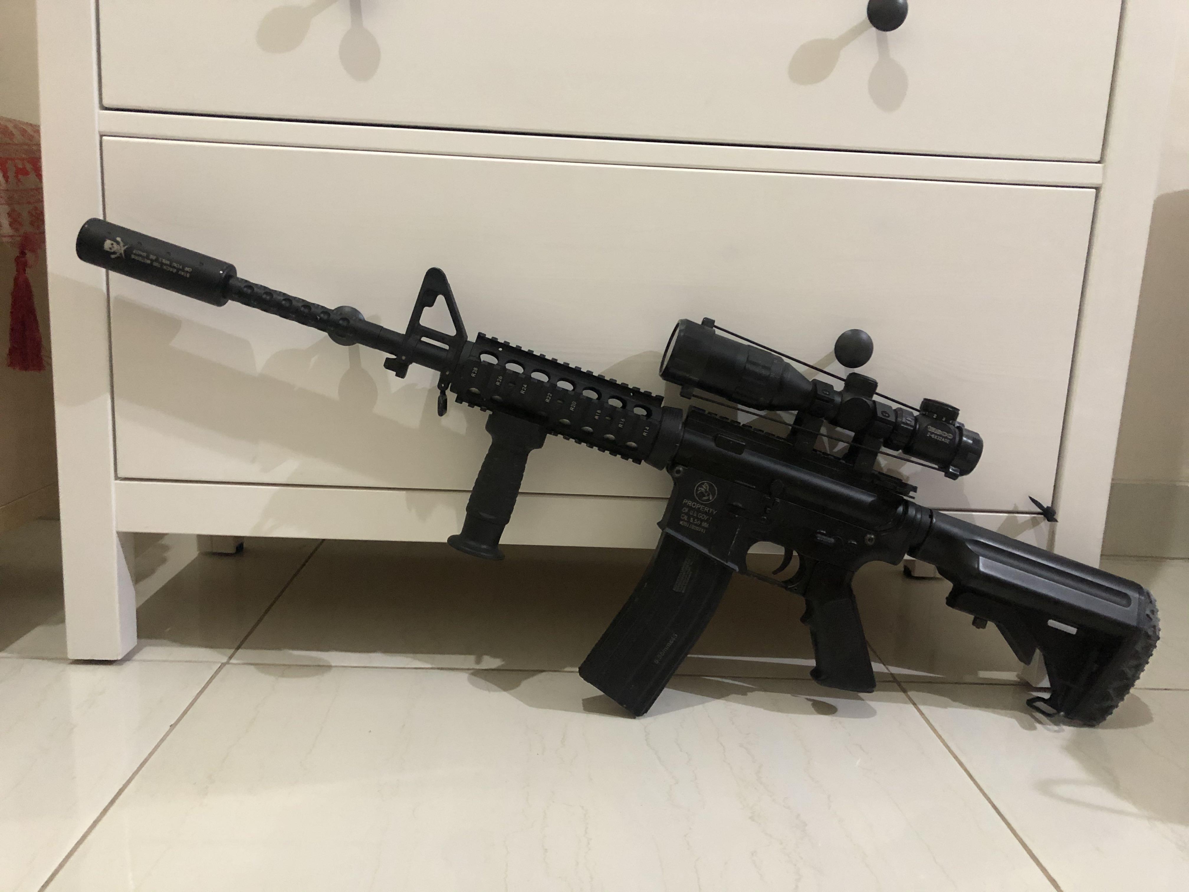 Airsoft Gun M4CQB Full Metal maunabung, Olah Raga, Perlengkapan