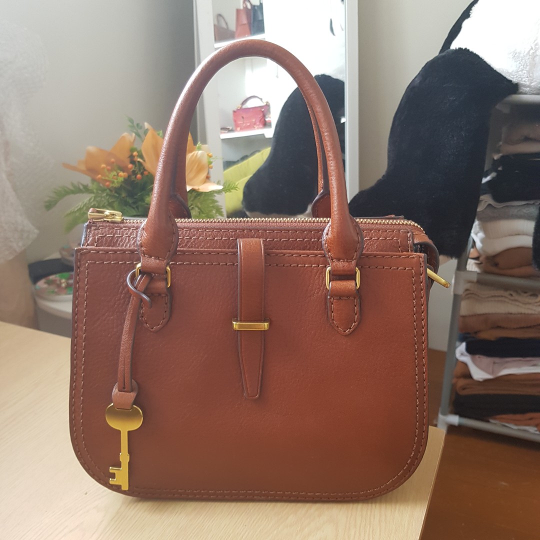 Fossil ryder store mini satchel tan
