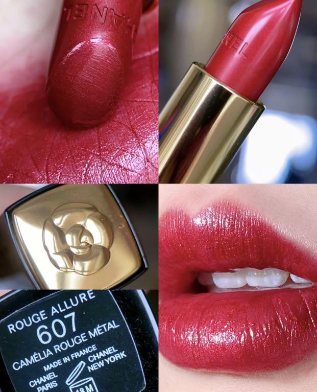 Chanel 2020 SS Collection Rouge Allure Velvet 607 Camelia Rouge Metal  山茶花唇膏春夏限量, 美容＆個人護理, 健康及美容- 皮膚護理, 化妝品- Carousell