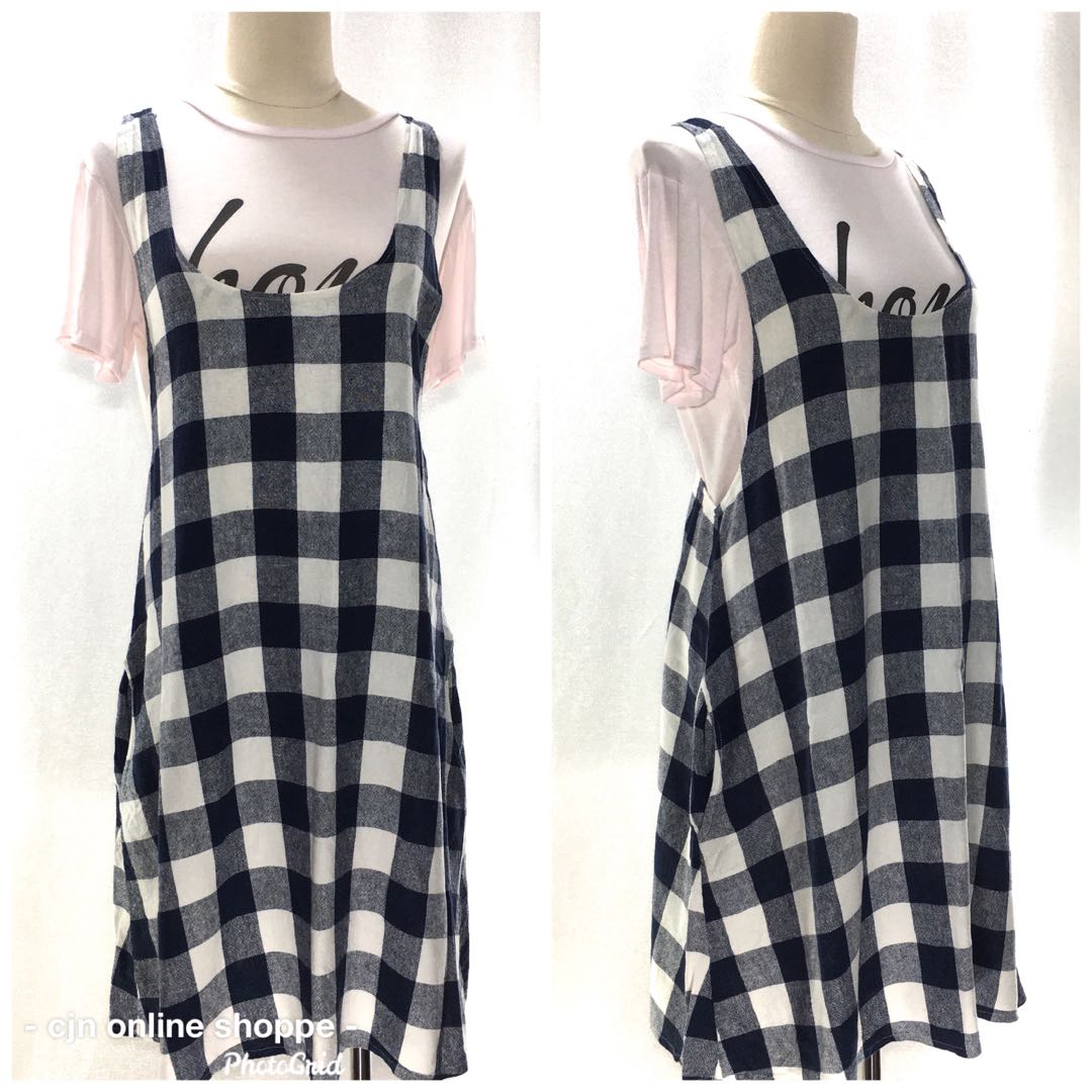 checkered jumper dress