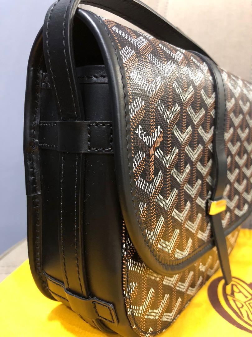 Pre-owned Goyard Ine Coated Canvas And Leather Belvedere Mm Saddle Bag In  Green