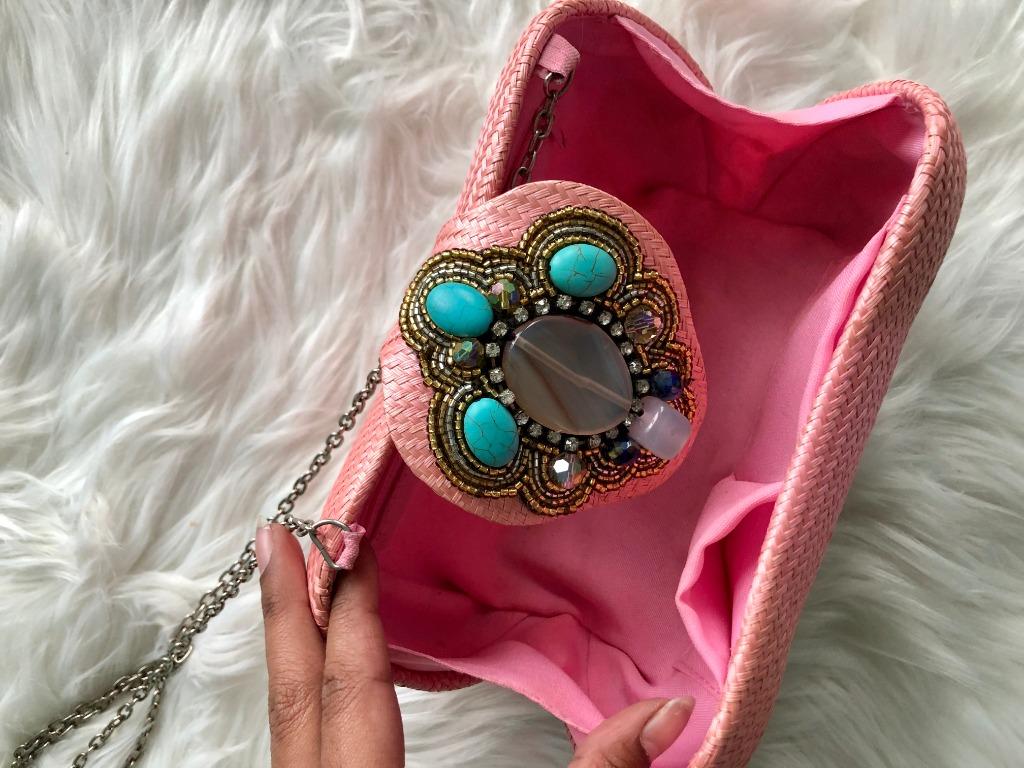 Handmade Clutch (Category: Clutches) located in Quezon City. Submitted by raebaaee (Listing ID 276714224, Image 2). Description: This collection of handmade purses are quite expensive...ranging from upwards of 1500php. The stones and gems are real and semi-precious. Locally made. PLEASE READ!!!! Proceeds will go to Victims of TAAL and a local orphanage so please do not over bargain !!! Fixed Shipping fee within Manila through LBC 130php or Grab e