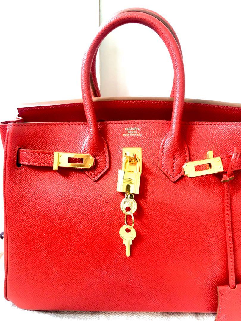 Hermes Birkin 25 Bag q5 Rouge Casaque Epsom Bicolored GHW