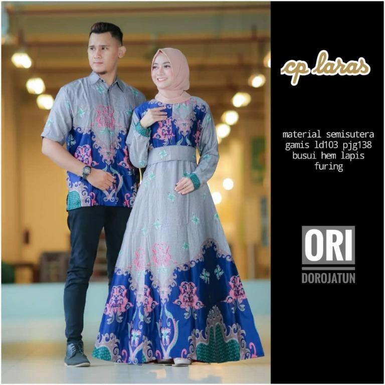 Pre order Muslimah Laras Couple batik Modern top dress red blue Women s Fashion Muslimah Fashion Dresses on Carousell