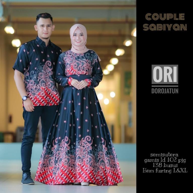 Pre order Muslimah Sabiyan Couple batik Modern kain semi sutera blue red black top dress long sleeve Women s Fashion Muslimah Fashion Dresses on Carousell