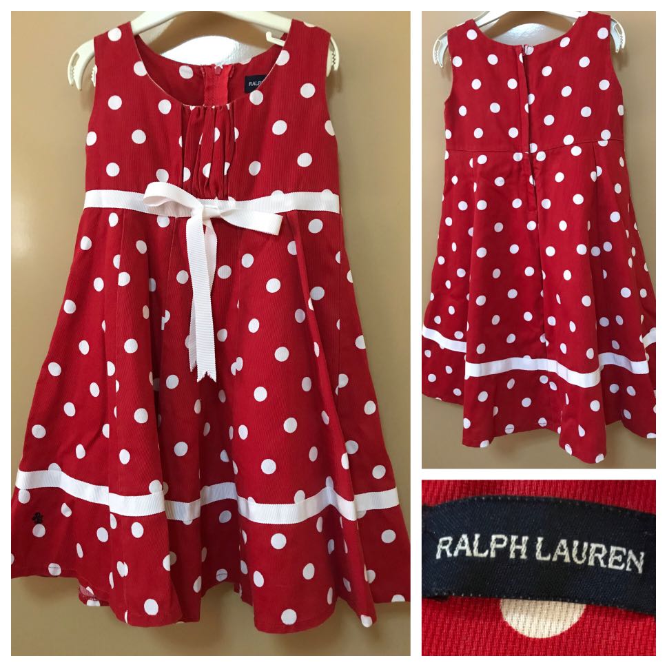 baby red polka dot dress