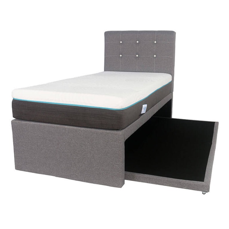 Uniko 2 in 1 Fabric Pull Out Bed Frame (Single), Furniture & Home ...