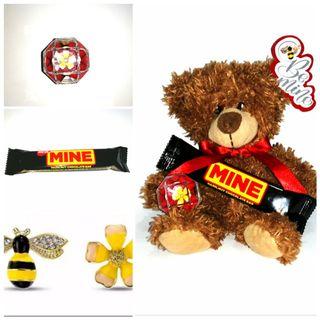 Be[e] Mine Best Valentine's Gift Valentines Teddy Bear Chocolate & Earrings Set Valentine
