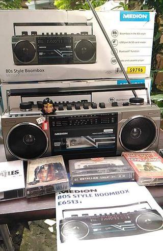Vintage Retro 80's Style Cassette Tape Deck Player Recorder Bluetooth USB SD Card Media Am Fm Radio BRAND NEW