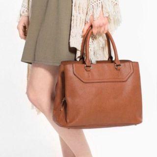 MNG PU Leather Two-Way Tote Bag